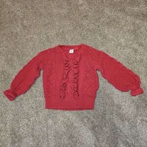 GAP Kids Red Ruffled Crew Neck Sweater Size 3T